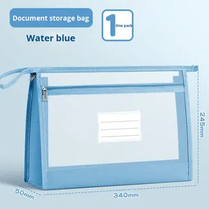 Sac de classement vertical à double couche scellé amélioré, format A4, en maille transparente, pour le rangement portable des élèves du primaire lors de cours de soutien scolaire - Product Image 6