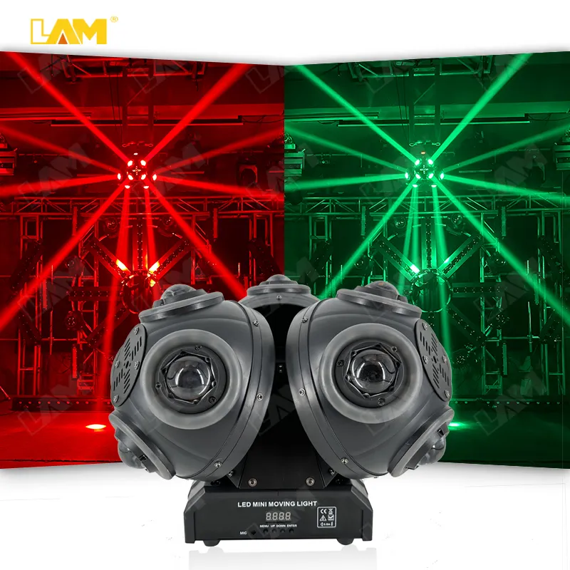 New Arrival 18led 10W 3in1 Led Beam Wash Moving Head Light DMX 3 Heads Disco Rolling Magic Ball Nightclub Lights for Dj Shows