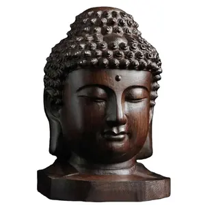 China Houten Sakyamuni Boeddha Standbeeld Monnik Beeldje Ornament Gratis Stand-Goede Gezegend