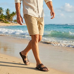 Sandales pour hommes de grande taille pour les vacances à la plage, en cuir et caoutchouc, semelle décontractée antidérapante, respirante, sandales décontractées d'été, pantoufles en cuir pour hommes - Product Image 6