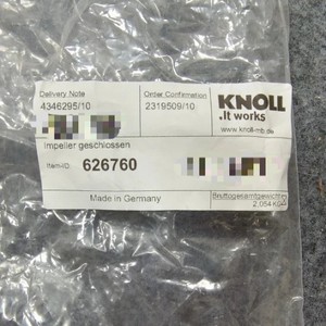 ใบพัดโลหะ KNOLL รุ่น 626760 แบบ 4 ใบพัด ผลิตจากทังสเตนโคบอลต์อัลลอยด์ขัดเงา สำหรับปั๊ม - Product Image 3