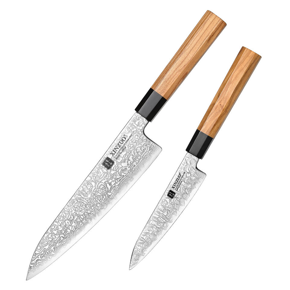 Duo Olivette — 2 couteaux Chef & Utilitaire — présentation