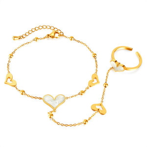 Bracelet Cœur en Acier Inoxydable 316L Anti-ternissement Plaqué Or PVD 14k 18k pour Femme, Chaîne de Main de Mariée et Bague - Product Image 3