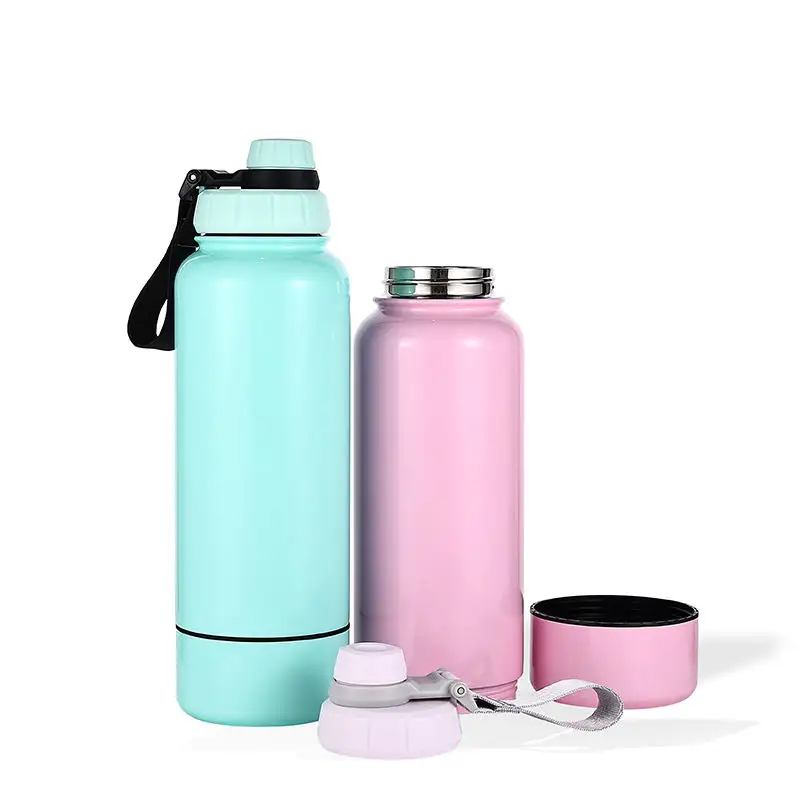 32oz 40oz Removable 2 in 1 Wide Mouth Pet Marble Pattern Stainless Steel Insulated Water Bottle Drinking Bottle BPA Free