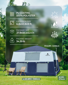 Tente Gonflable Familiale Grande Taille pour Camping Quatre Saisons, Protection UV, PVC Double Couche, Imperméable, 9 Mètres Carrés, Montage Rapide - Product Image 3