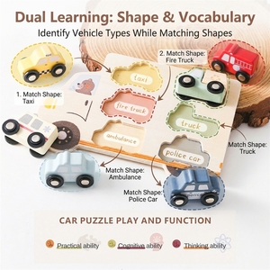 Juguete de Madera Moderno Montessori para Niños y Niñas, Juego de Rompecabezas de Coche, Juguetes Educativos para Niños Pequeños - Product Image 5