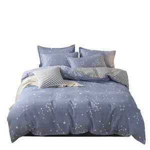 Small fresh printed longstaple cotton bedclothes 4-piece set thickened sheets 3-piece quilt set