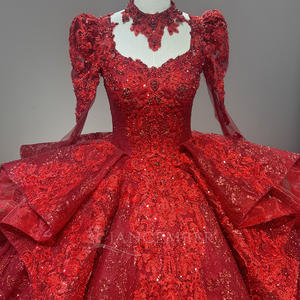 Dw0174 חמוד ערב שמלה אדומה מובחרות שרוכים שרוכים בחזרה לארועים מיוחדים שמלת כלה jancבמבר - Product Image 3