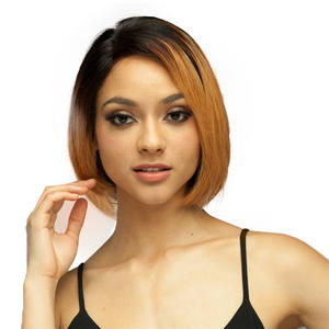 Parrucca Bob Corta 1B30 <span class=keywords><strong>Colore</strong></span> 8, Ondulata <span class=keywords><strong>Naturale</strong></span> con Frontale in Pizzo, 100% Capelli Umani Vergini Originali - Product Image 4