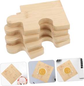 تصميم جديد 4 قسم لغز مزيج من خشب الخيزران ، مكان وضع زجاجة زجاجية - Product Image 2