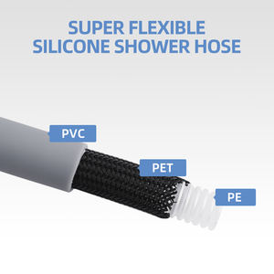 Tuyau de <span class=keywords><strong>douche</strong></span> lisse <span class=keywords><strong>anti</strong></span>-<span class=keywords><strong>torsion</strong></span> en PVC chromé de haute qualité en acier inoxydable <span class=keywords><strong>flexible</strong></span> G1/2 universel 0.5M 1M 1.2M 1.5M 1.8M 2M - Product Image 5