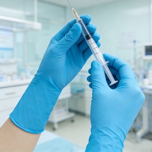 Guantes de nitrilo médicos de manga larga para examen, con textura en los dedos, 4 mil, desechables, sin polvo, azules, 12 pulgadas, para médicos - Product Image 3