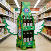 Présentoir à vin portable et pliable en PVC ECO-DISPLAY, support rotatif pour bouteilles d'alcool, pour la promotion en magasin de détail