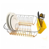 Égouttoir à vaisselle multifonctionnel DaS pour comptoir, avec revêtement jaune pour la protection de la vaisselle