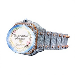 Reloj Inteligente ElvoraGems para Mujer, Redondo, Moderno, con Correa de Acero Inoxidable y Gemas, Personalización Disponible, 42 mm - Product Image 1