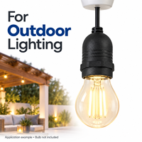 Douille de lampe étanche E27 IP65 en PVC avec fils en cuivre pour éclairage extérieur de jardin, patio et projets domestiques