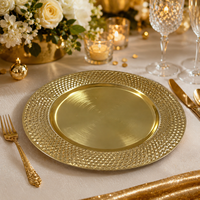 Assiette de présentation géométrique Woju de 13 pouces en plastique électroplaqué or pour la mise en table des restaurants