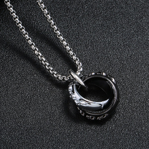 Vintage Punk <strong>Men</strong> Necklace Male Metal <strong>Chain</strong> Double Circles Pendant Necklace Male Jewelry <strong>Accessories</strong> - Product Image 2
