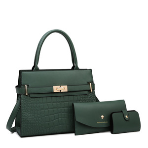 Cross Border Three Piece Pu Handbag Set <b>Zip</b> Closure Fashion Daily Shoulder Crossbody <b>Bags</b> For Middle Aged Women - Product Image 5