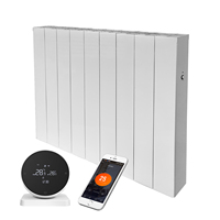 Calentador de Ambiente de Cerámica y Aluminio de 2000 W, Blanco, de Pared, con Calefacción por Inercia, Temporizador Digital Programable, Pantalla LCD Negra, Botón Táctil