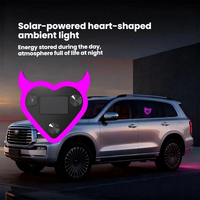Lumières d'ambiance LED pour voiture en forme de cœur, alimentées par énergie solaire, conversion de lumière néon intérieure, lumières décoratives USB