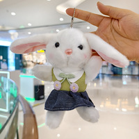 Porte-clés en peluche lapin adorable, pendentif lapin en peluche de dessin animé, breloque de sac animal mignon, cadeau d'anniversaire pour enfants, accessoire pour sac à dos et sac à main