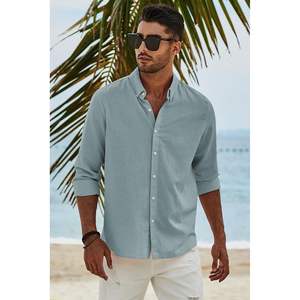 ชุดเดรสแขนยาวผ้าฝ้ายมีกระดุมสำหรับผู้ชายชุดเดรสธุรกิจเข้ารูปชุดชายหาด6XL ขนาดพอดีตัวสำหรับ100% ออกแบบได้ตามต้องการ - Product Image 3