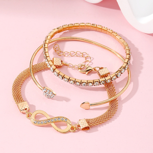 Multilayer <b>Infinity</b> Heart <b>Bracelet</b> for Women Jewelry 3Pcs/Set Full Diamond Crystal Peach Heart Open Charm Bangle <b>Bracelet</b> Set - Product Image 5