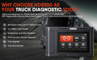 Lecteur de code pour camions diesel ANCEL HD3200 Pro prend en charge Hino Isuzu Fuso UD Volvo Hyundai KIA Diagnostic complet du système avec imprimante en option