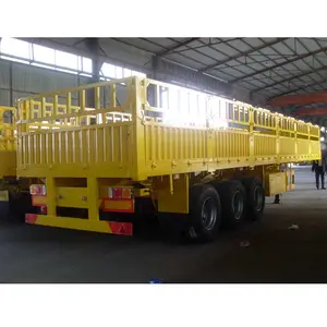Bonne performance et prix bas Chine 3 Essieu 50 Tonnes Côté Mur Boîte De Clôture Stake Cargo Semi Camion Remorque de Chine pour vente
