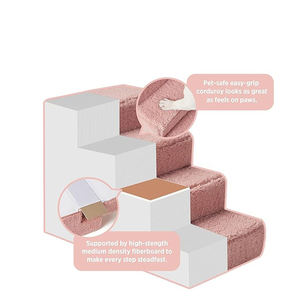 anpassbare multifunktionale hunde-treppe tragbar reise schaumstoff haustier leiter hunde-treppen haustier 4 stufen mit rosa plüsch abnehmbare abdeckung - Product Image 5