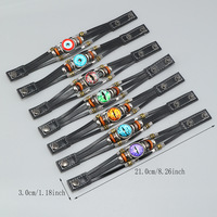 Vente en gros d'accessoires du mauvais œil Bracelet en cuir du mauvais œil bleu turc pour hommes ou femmes
