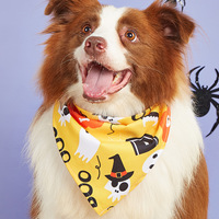 Accessoire d'Halloween pour chien Écharpe décorative Bavoir pour animaux de compagnie en hiver Motif animal imprimé HD en polyester pour chats