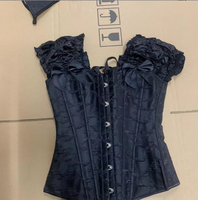 Corset de cosplay noir et blanc, taille 6XL, costume sexy en dentelle, 6 rangées de boucles en acier, bretelles réglables, gaine de taille de haute qualité