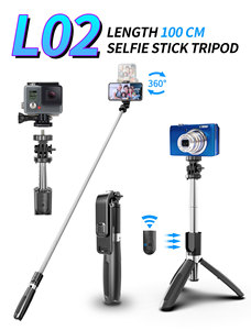 Trépied télescopique <span class=keywords><strong>L02</strong></span> de 1 mètre, télécommande, bâton de <span class=keywords><strong>selfie</strong></span> rotatif à 360° avec support, 196g - Product Image 6