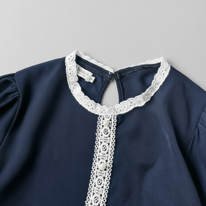 Blusa de gasa para mujer Color sólido Cuello en V Cuello mandarín Borla Verano OEM Fábrica Tops Blusas Femme Proveedor al por mayor - Product Image 1