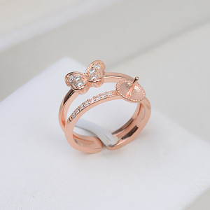 Bague ouverte grande taille pour femme en argent S925 avec ouverture papillon réglable, pour perles DIY 8-9 mm, accessoires de bijouterie, style incrusté tendance - Product Image 4