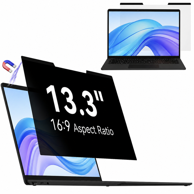 Factory Direct 13.3 Inch 16:9 Magnetic Laptop Privacy Screen Filter Anti Blue Light Anti Glare Fingerprint Removable Protector