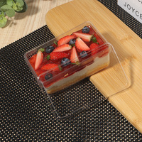Boîte à tiramisu transparente en gros, emballage pour la pâtisserie, boîte en plastique rectangulaire jetable pour gâteaux et pâtisseries avec couvercle