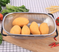 Panier de rangement en acier inoxydable, évier et laver les aliments, ajustable, avec poignées interchangeables, pour la cuisine, la maison, nouveauté