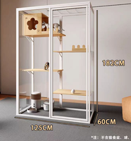 Villa chat moderne blanche à la mode Cadre en aluminium léger avec roulettes Maison d'escalade pour animaux de compagnie intérieure respirante en bois massif