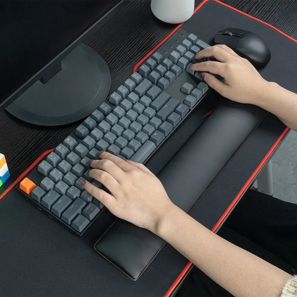 Gaming desk wrist pad keyboard wrist rest pad support for computer laptop easy typing wood palm rest PU leather keyboard wrist R