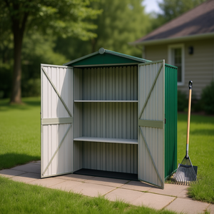 Caseta de Jardín de Acero Galvanizado Verde 45.7x17.7x68.9 Pulgadas con Estantes, Solución de Almacenamiento - Product Image 2