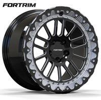 Jantes de course sur mesure FORTRIM en alliage noir 5x120 15x10 17x11 17x10 forgées avec système Beadlock 5x114.3 pour Mustang Supra