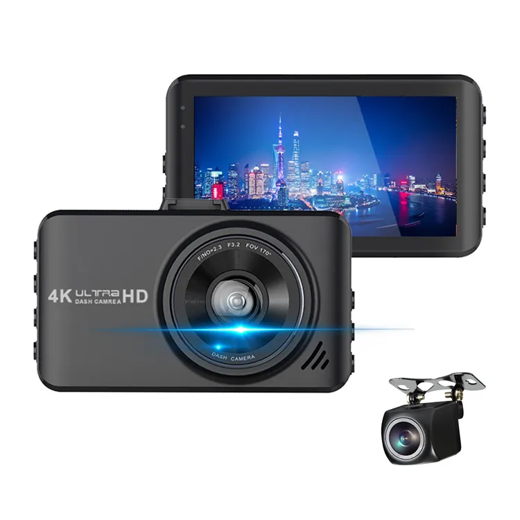 Relee Car Dvr UHD2160Pオートカメラドライバーデュアルダッシュカム4kリアビューDvrカメラ1080PカムカービデオレコーダーWifiGPSオプション