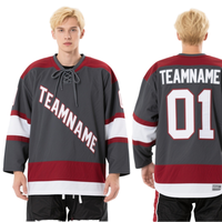 Maillot d'entraînement de hockey sur glace personnalisé avec logo imprimé numériquement, séchage rapide, 100 % polyester mesh, uniforme de jeu pour adultes