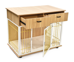 Kayu besar peti hewan peliharaan furnitur dalam ruangan anjing kandang anjing dua laci tugas berat anjing peti furnitur kandang - Product Image 1