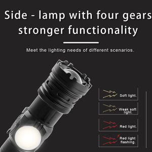 Trắng Laser Đèn Pin Loại C Sạc Bảng Điều Chỉnh Mạnh Mẽ Từ Tính COB Side Ánh Sáng Đôi Chuyển Đổi <span class=keywords><strong>LED</strong></span> Đèn Pin Với Nam Châm - Product Image 3