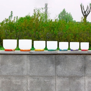 6"-12" <strong>Chakras</strong> <strong>Set</strong> 7pcs Frosted <strong>Crystal</strong> Singing Bowls C D E F G a B C Note 440HZ 432HZ with Free Suede Mallet and O-ring - Product Image 4