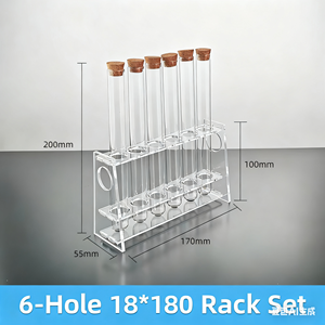 Mantar tıkaçlı cam <span class=keywords><strong>Test</strong></span> tüpü s + tek sıralı delikli akrilik <span class=keywords><strong>Test</strong></span> tüpü tutucu - Product Image 5
